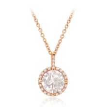 ROSE GOLD PENDANT ROUND WITH LGE CZ AND PAVE